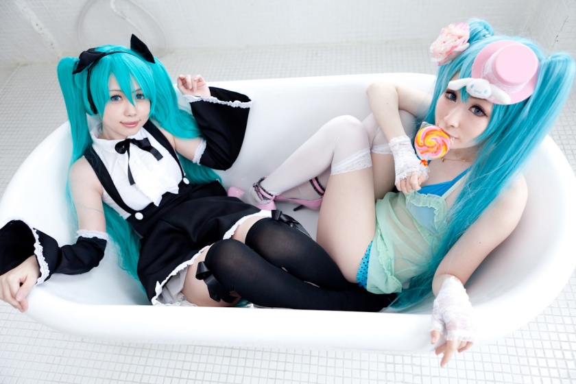 Fig. 4:  Fans of Hatsune Miku negotiate and renegotiate the character's identity, while simultaneously renegotiating their own identities in relation to the character through fan activities such as cosplay.